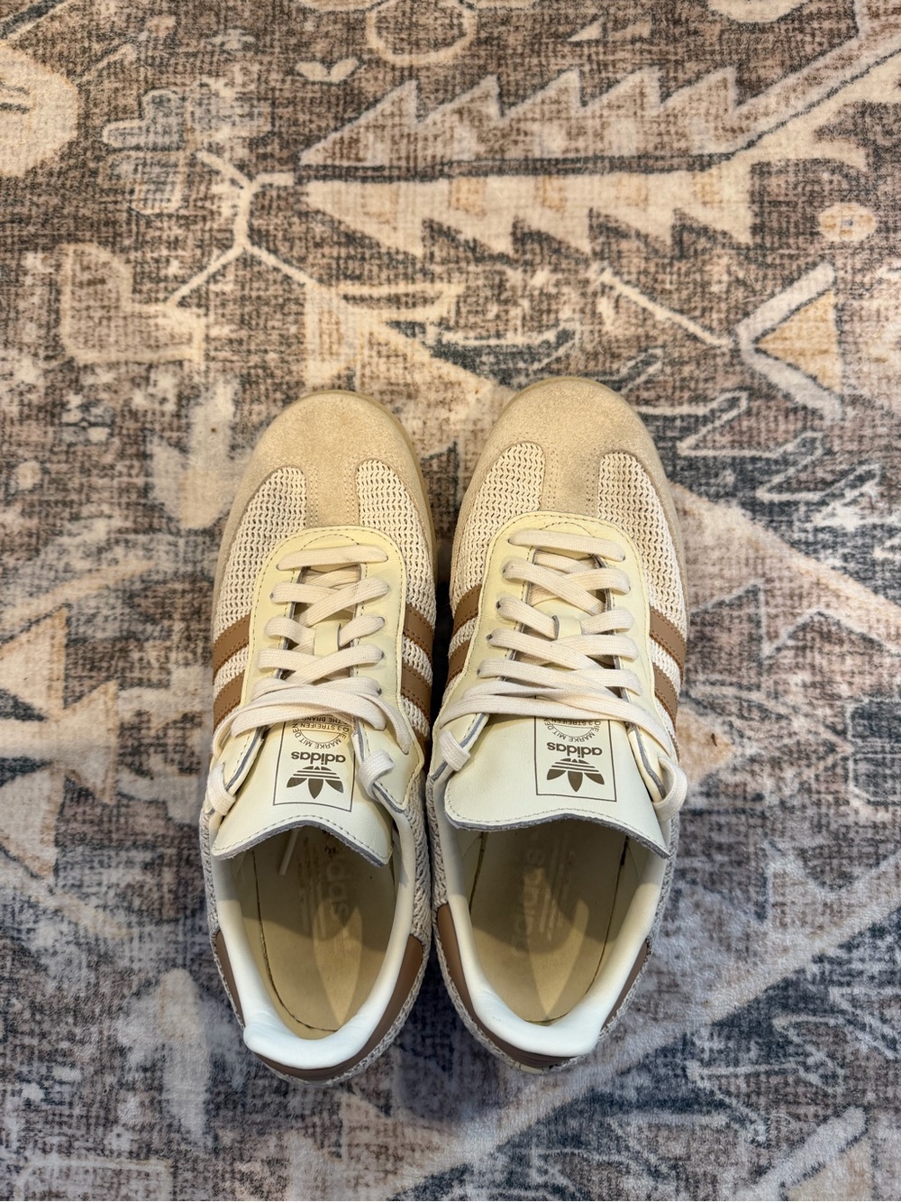 adidas Cream and Brown Samba OG Sneakers